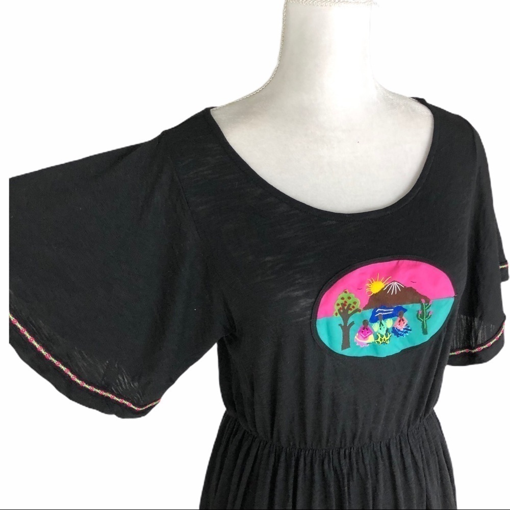 Pitusa Inca pima Campesino black minidress coverup beach swim medium - Picture 4 of 14